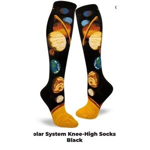 Mod Socks Solar System Knee High Socks  Cotton Blend Quirky Geeky Fun Astronomy